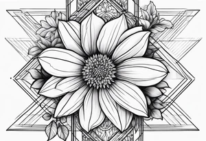 September month flower and April month flower meeting together horizontally simple line work tattoo idea