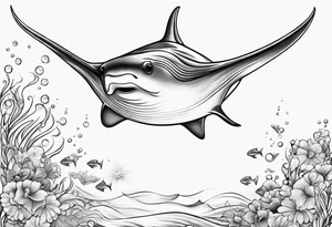 Smiling cownose ray tattoo idea