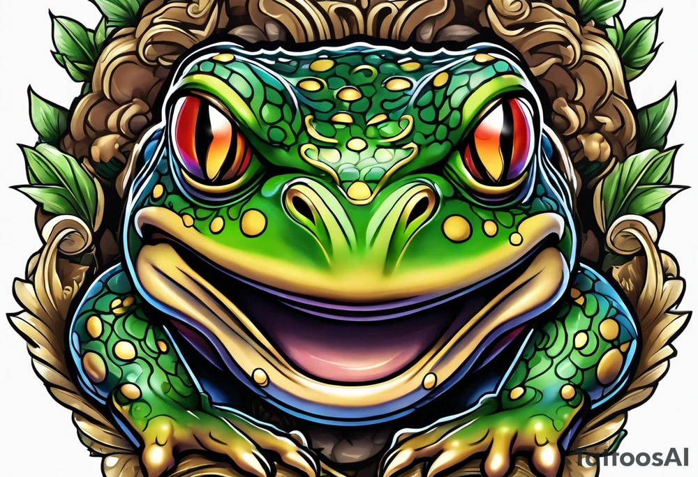 Muscular frog monster tattoo idea