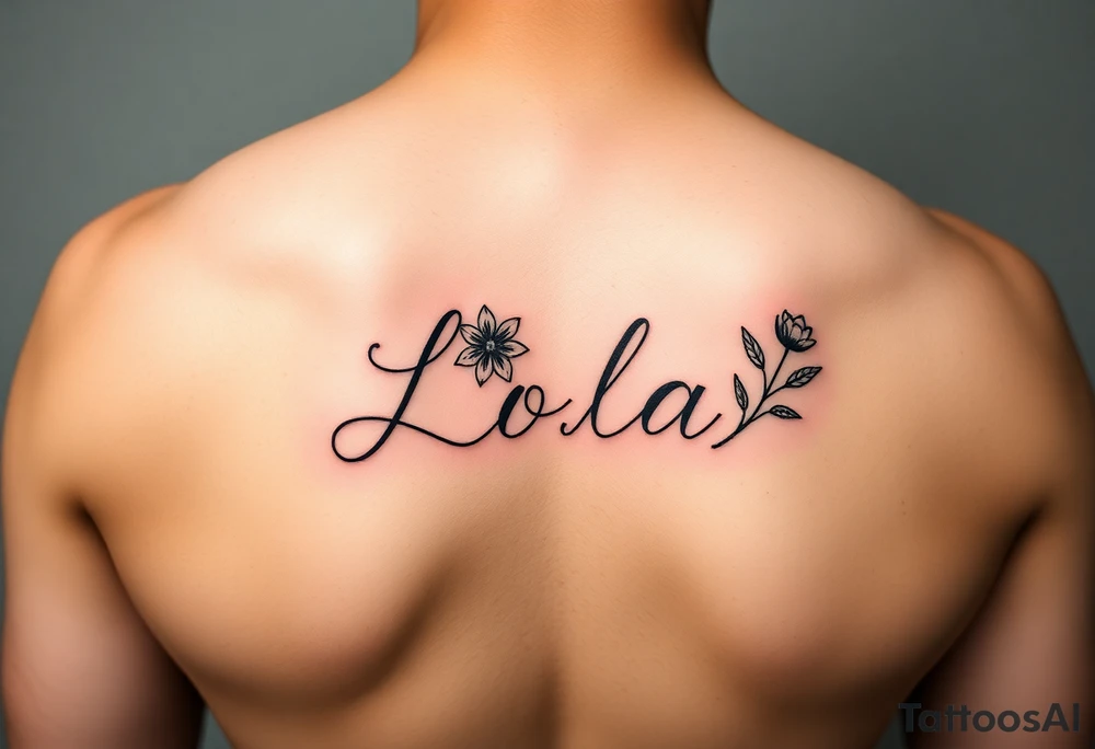 The name Lola  withJanuary birth flower tattoo idea