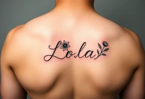 The name Lola  withJanuary birth flower tattoo idea