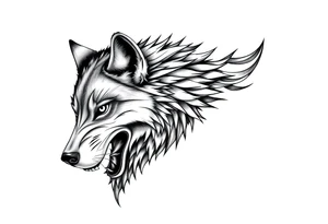 mongolian grey wolf tattoo idea