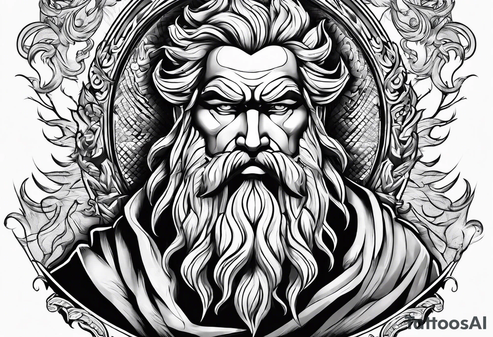 Zeus holding Lightning balls with Lightning eyes asserting dominance tattoo idea