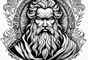 Zeus holding Lightning balls with Lightning eyes asserting dominance tattoo idea