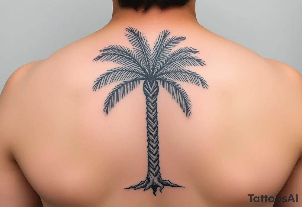 palm tree, where the palms and tree trunk are a timeline tattoo idea