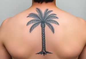 palm tree, where the palms and tree trunk are a timeline tattoo idea