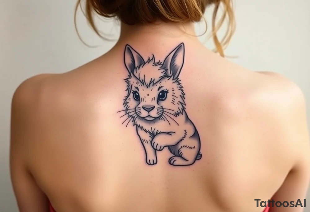 a cute little lion mane bunny rabbit tattoo idea