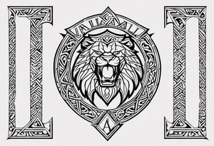 Valhalla sword shield dragon axe Valknut  tribal lion tattoo idea