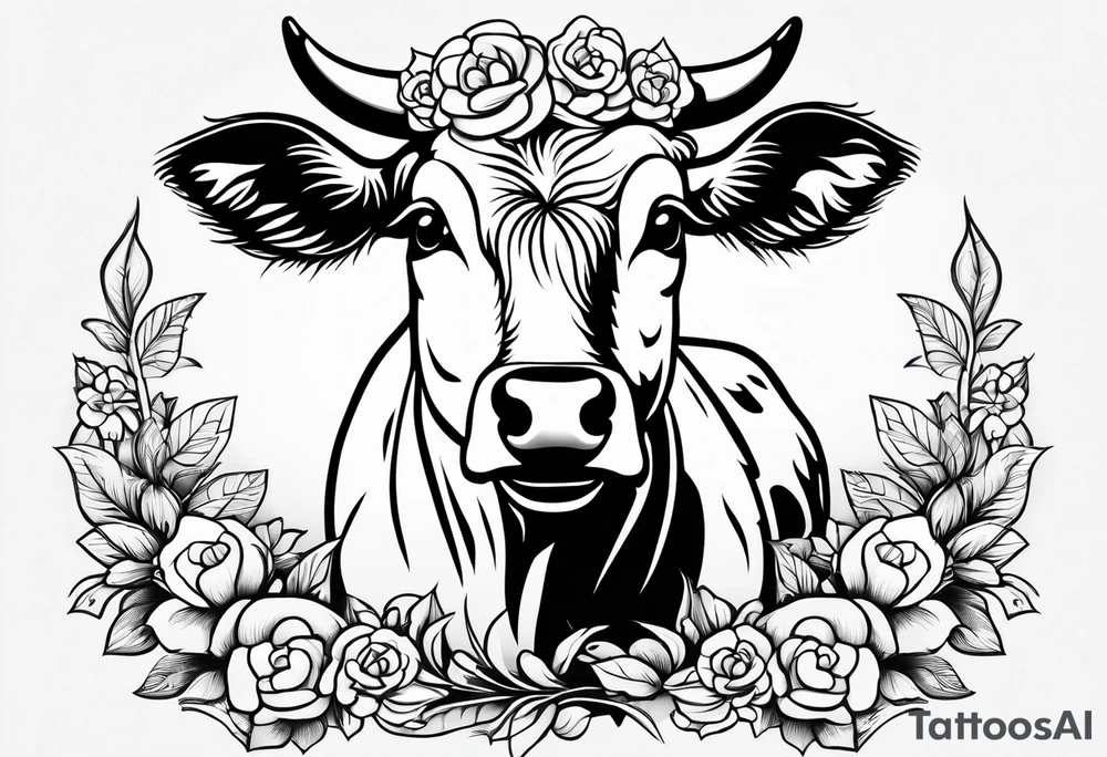 cute cow tattoo idea
