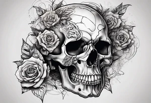 Unique tattoo design featuring a skull on the neck facing up emerging from the skin with muzzle on the mouth that appears to be releasing or breaking free from its constraints. tattoo idea