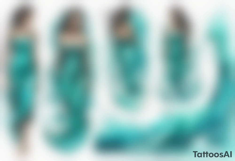 a turquoise water woman standing in the waves tattoo idea