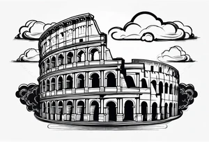 Roman colosseum with clouds tattoo idea