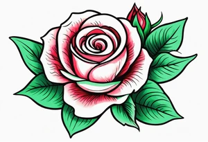 traditional rose green tattoo idea