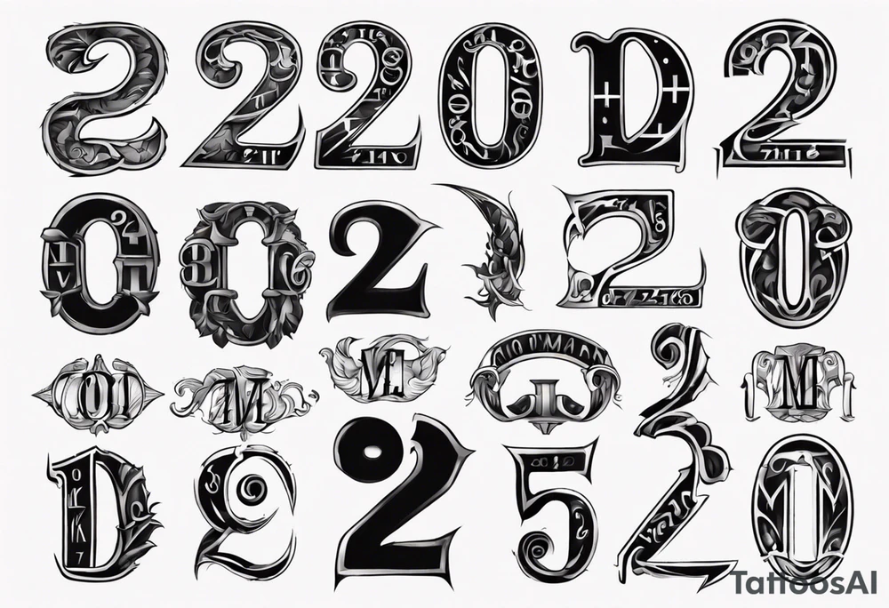 Mix the numbers 20 and 21 roman letter tattoo idea