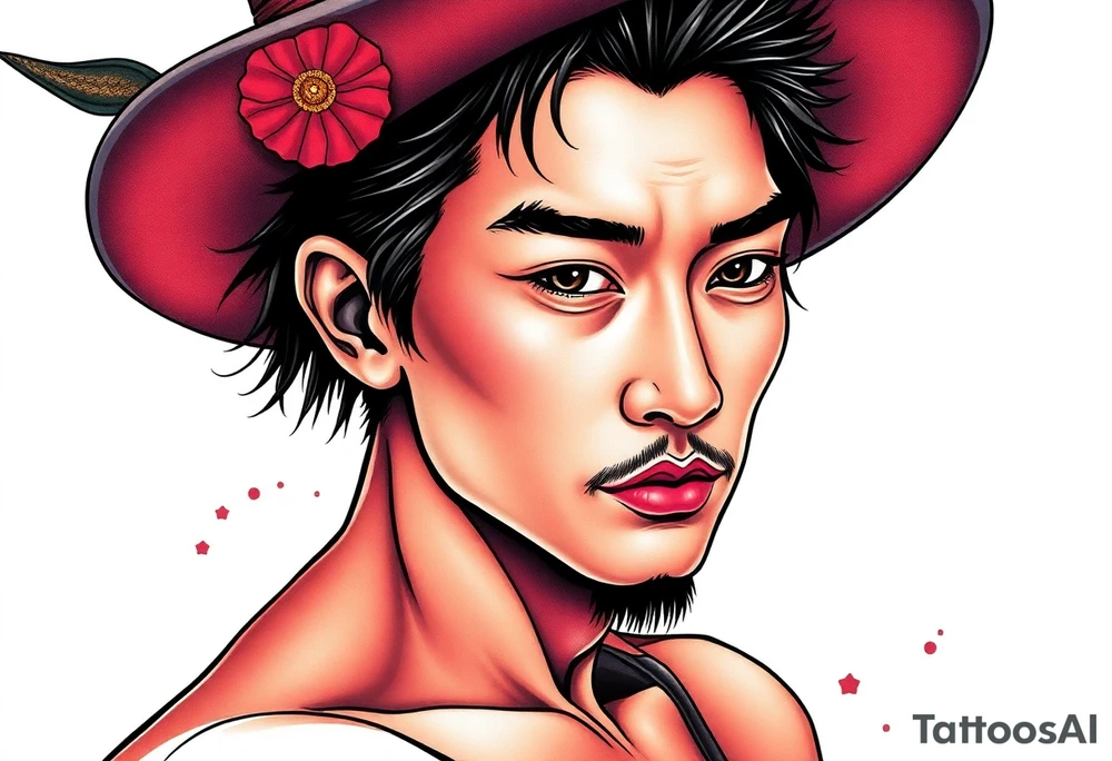 Handsome Asian young guy is a witch fighter tattoo idea