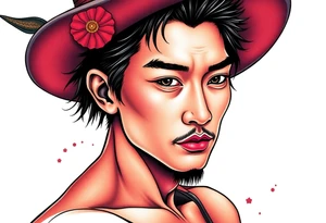 Handsome Asian young guy is a witch fighter tattoo idea