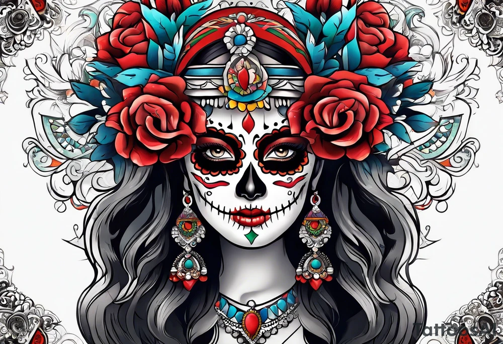 Mexico day of dead tattoo idea