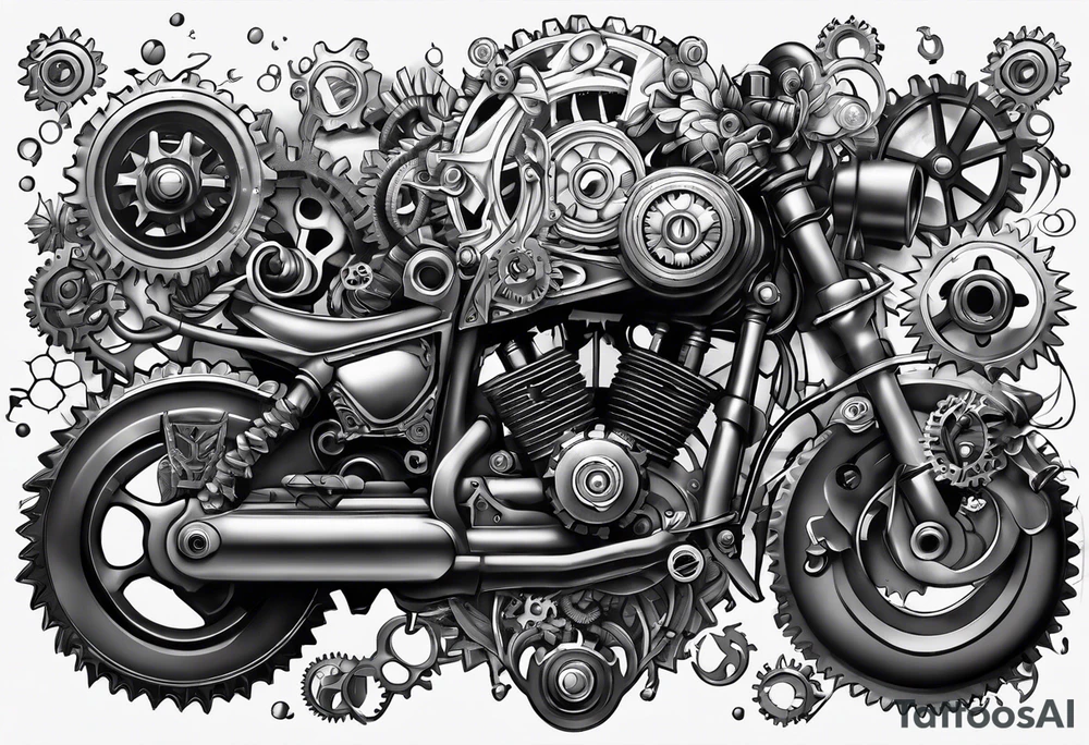 Nuts and bolts and gears and cogs on thigh tattoo idea