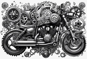 Nuts and bolts and gears and cogs on thigh tattoo idea