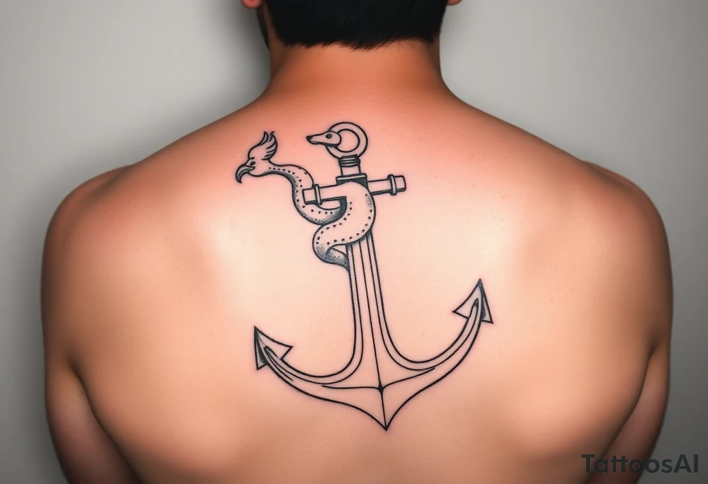 Weasel wrapped on anchor tattoo idea