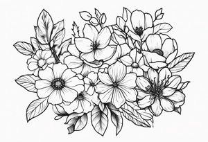 flower bouquet from the birth month flowers of march may june july tattoo idea