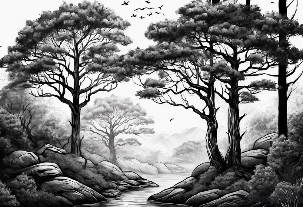 5 trees tattoo idea