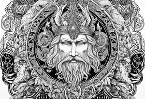 Nordic gods with runes and knots tattoo idea