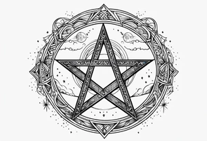 Pentagram crescent moon tattoo idea