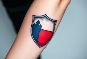A medieval knight’s shield featuring the Czech flag’s colors, symbolizing strength and heritage tattoo idea