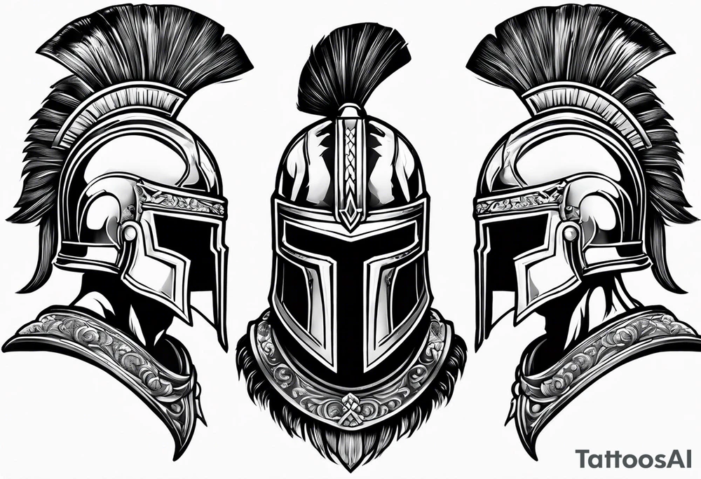 roman vs spartan helmets tattoo idea