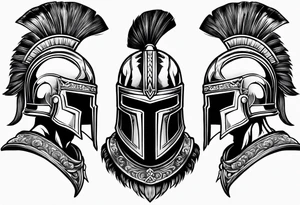 roman vs spartan helmets tattoo idea