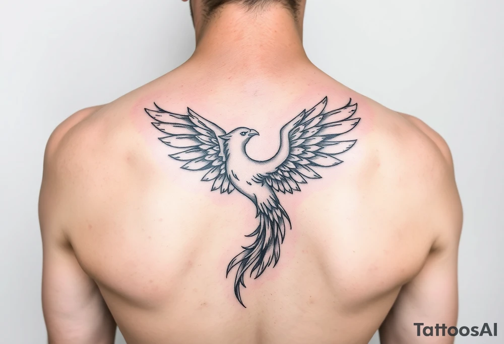 Feminine  fine line small mother daughter phoenix tattoo with a touch of colour tattoo idea
