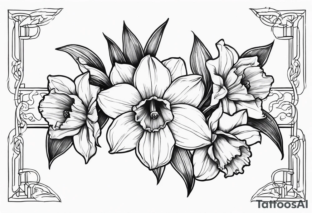 Daffodil birth flower chain tattoo idea