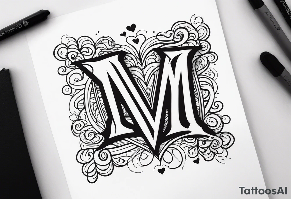 An M squared with a heart tattoo idea