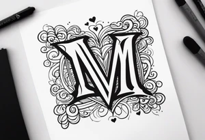 An M squared with a heart tattoo idea