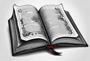 A open book with pages surrounding it tattoo idea