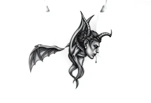 position behind the neck Angel (on the right) whispering in the right ear, demon (on the left) whispering in the left ear tattoo idea
