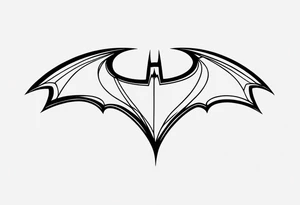 Dark and edgy batman symbol, cyber sigilism tattoo idea