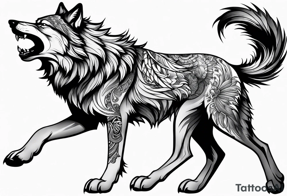 angry alpha wolf tattoo idea