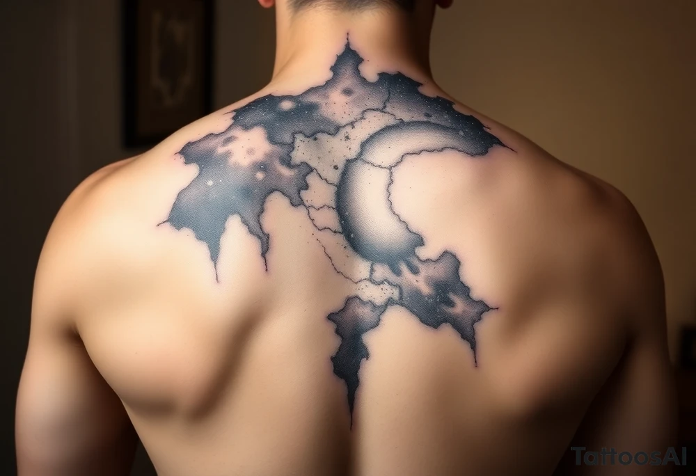 Beautiful and epic 3d milky way that appears to be what is beneath the skin. Make it drape over the shoulder and move to the middle back tattoo idea