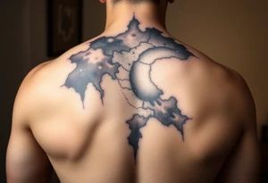 Beautiful and epic 3d milky way that appears to be what is beneath the skin. Make it drape over the shoulder and move to the middle back tattoo idea