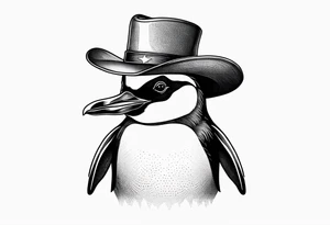 Small penguin wearing a 
Cowboy hat tattoo idea