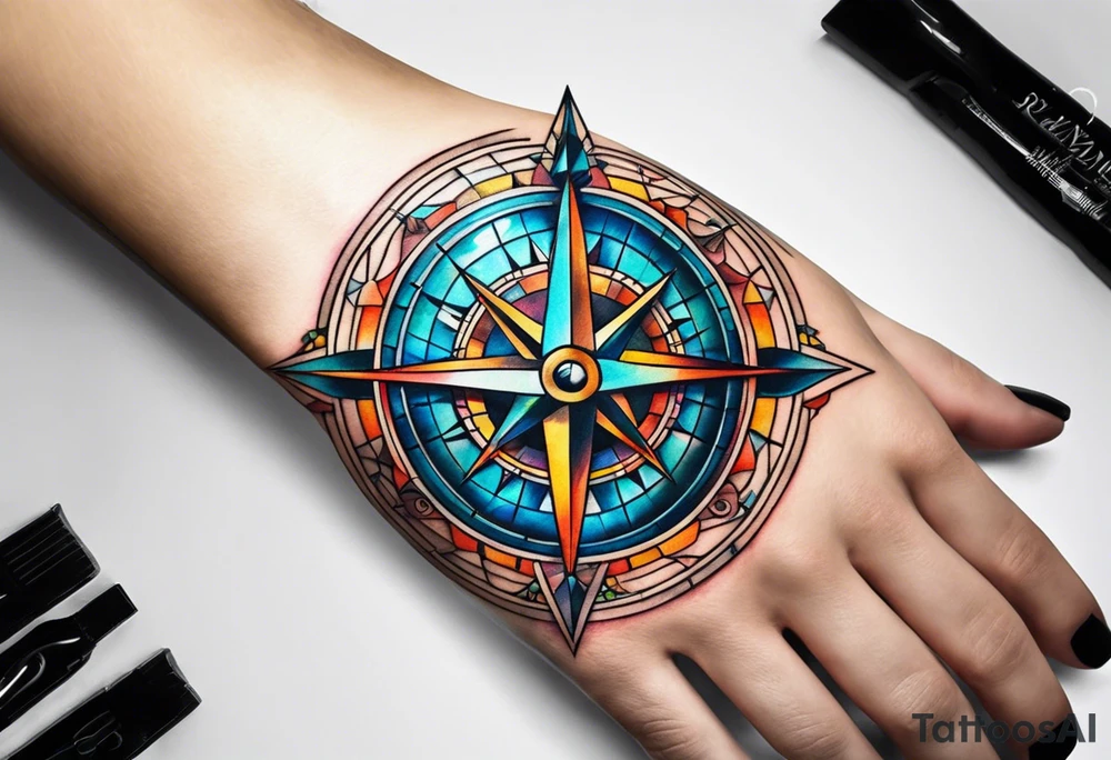 compass on a hand tattoo idea