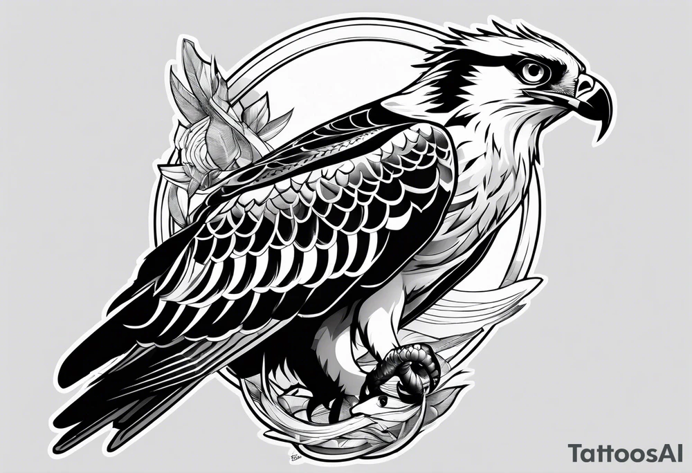 Osprey with fish in talons tattoo idea
