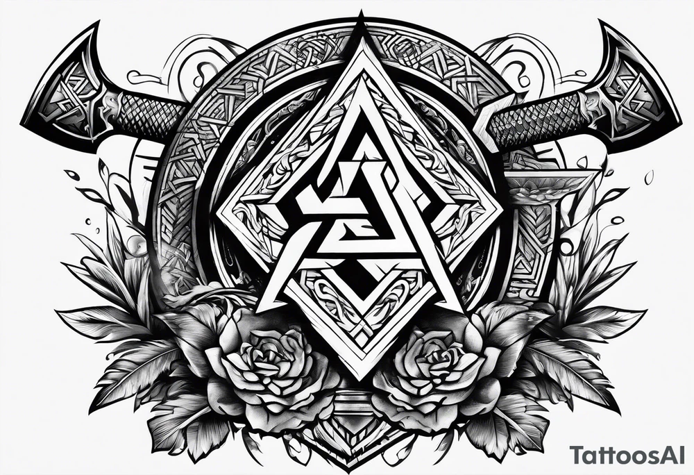 Valhalla valknut sword axe tattoo idea