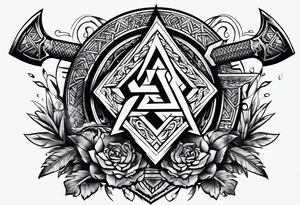 Valhalla valknut sword axe tattoo idea