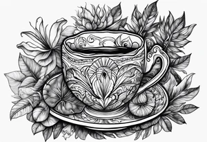 Ayahuasca mushrooms like a cup of tea made by indians tattoo idea