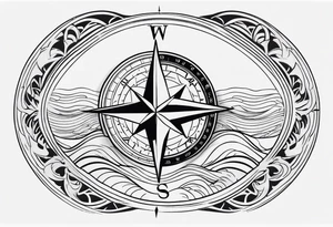 Vintage compass and waves. tattoo idea