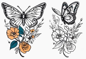 full body skeleton
 flowers and butterflies
simple design minimal tattoo idea