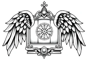Slot machine with compass and clock with angel wings tattoo idea